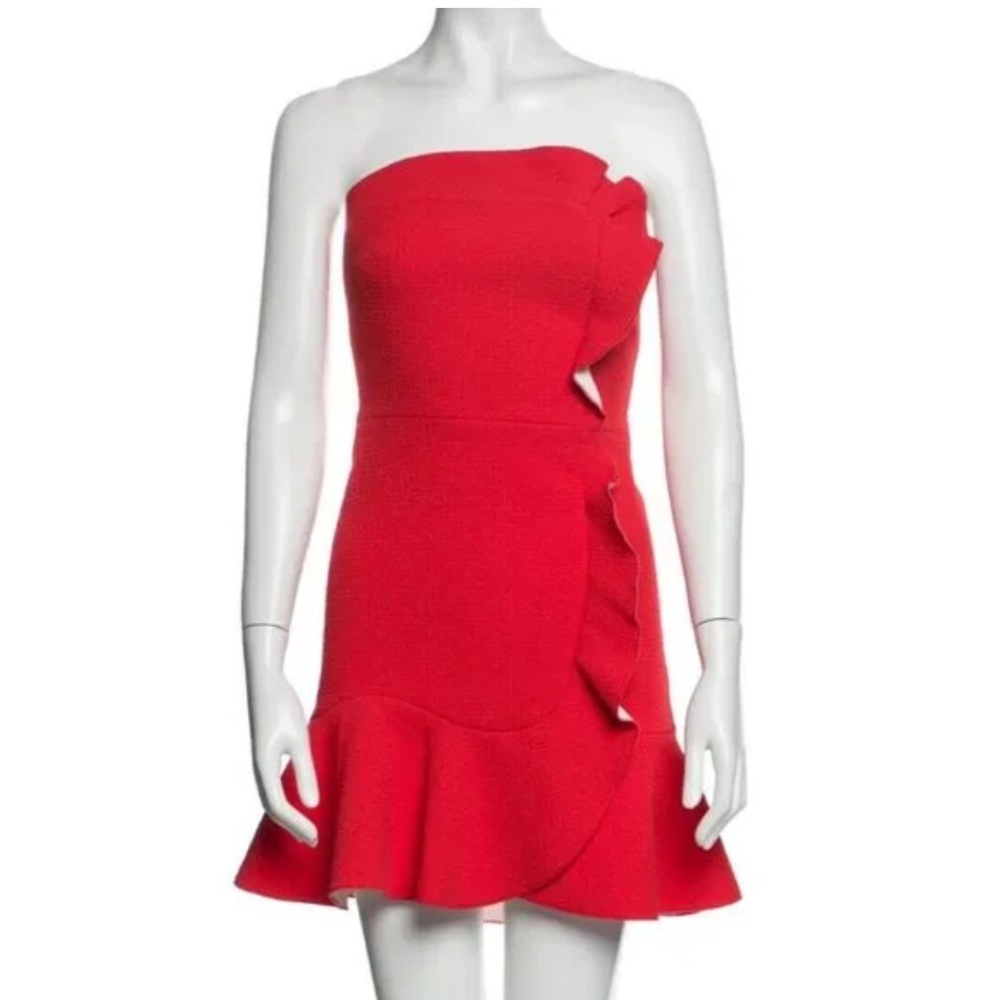Sandro Strapless Dress in Red and Pink